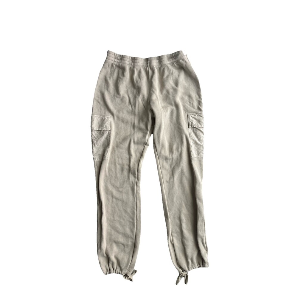 Wildfox Cargo Tie Waist Joggers Cream Size Large Pocket Detail